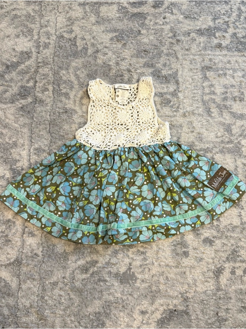 Matilda Jane Girls 2T Secret Fields Crochet Dress Blue Orchid Floral Skirt